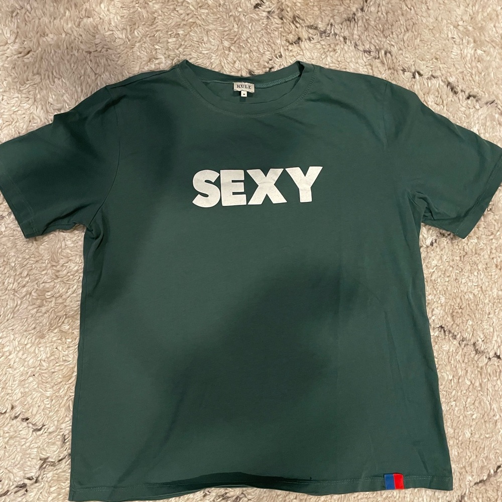 KULE “SEXY” Graphic Tee | Forest Green Cotton T-Shirt | Size M
